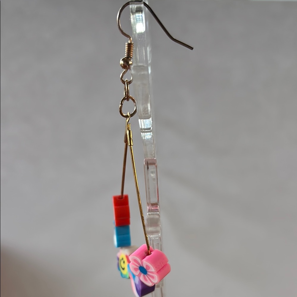 Colorful Flower and Charm Earrings - Picture 3 of 4